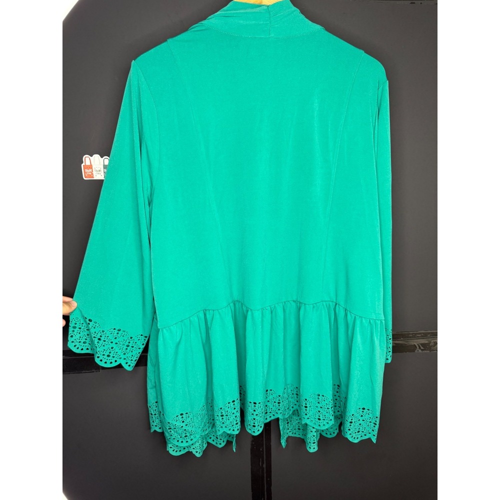 Susan Graver Regular Liquid Knit Tiered Laser Cut Car Dragonfly Jade ,sz 1X #18" - Picture 10 of 11